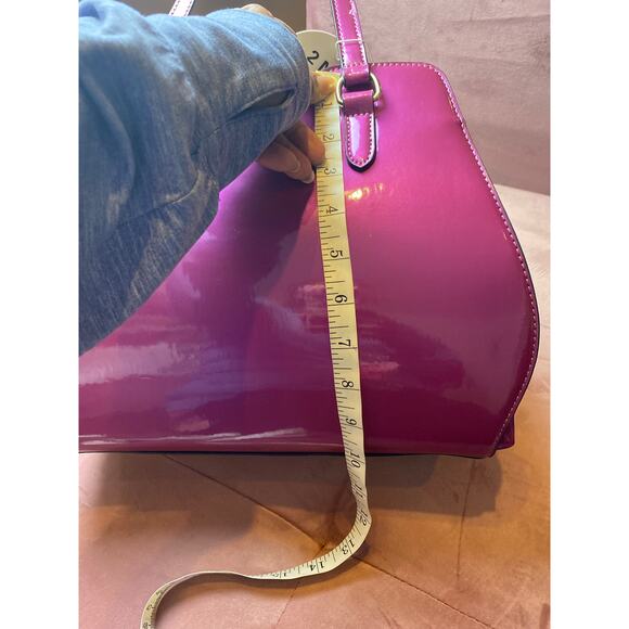 Le Miel Purple Glossy Patent Leather Faux Diamond 2-n-1 2x Handle Handbag RARE - Picture 16 of 16